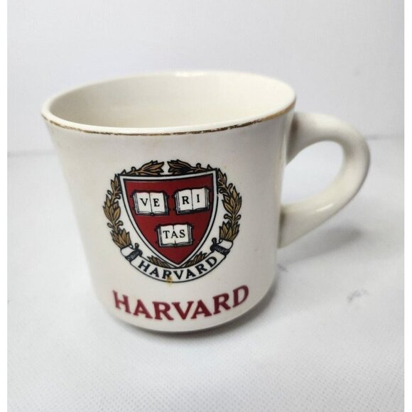 VINTAGE Trenton NJ Harvard University Tea Cup Ivy League Crest Gold Trim - Picture 1 of 8